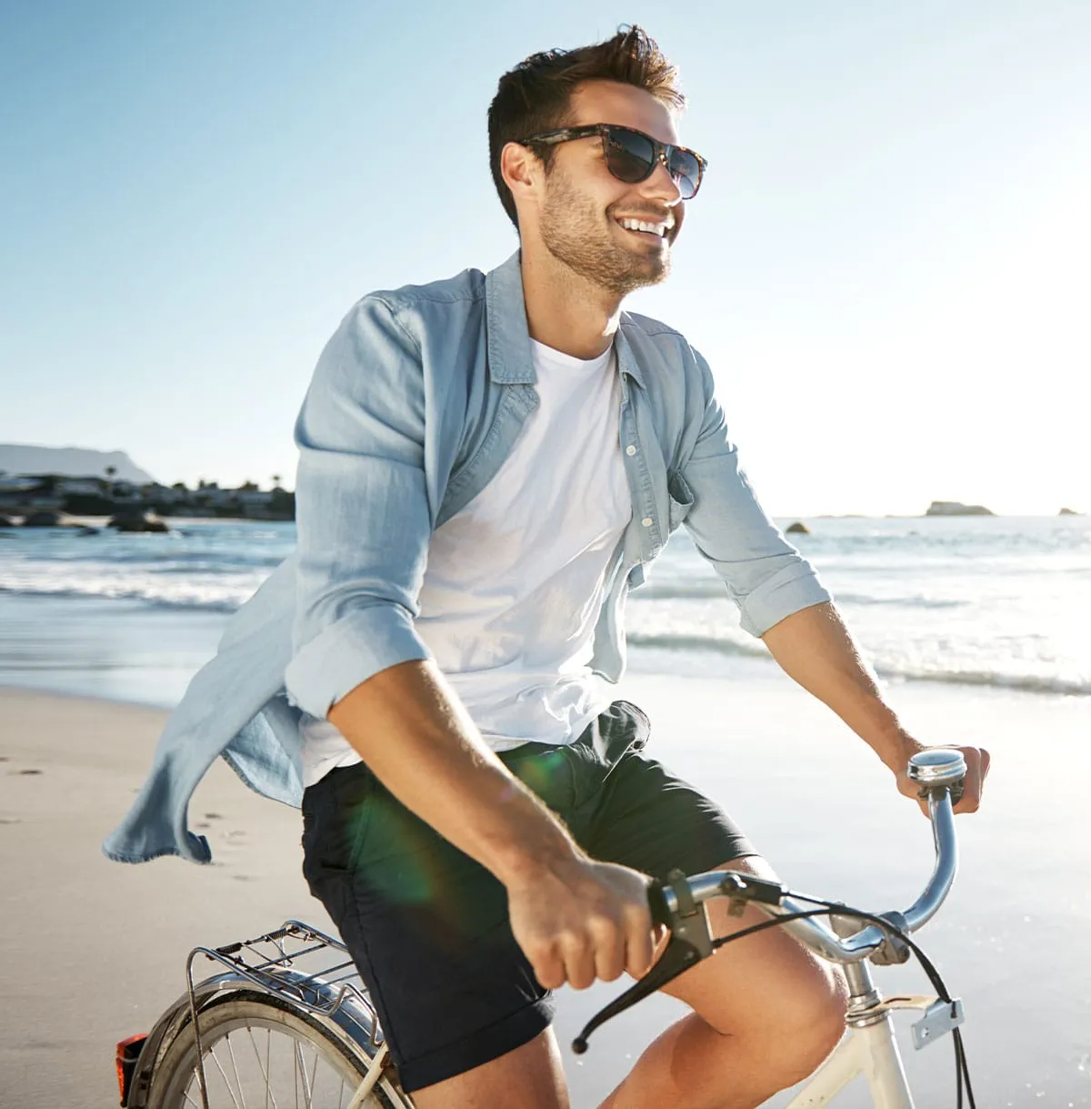 A man riding a bike after TRT in Clearwater.
